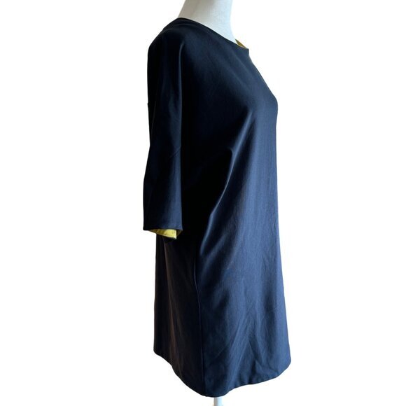 COS Sheath Dress Navy & Chartruese Minimalist Dolman Sleeves Stretch Size XS - Picture 4 of 9